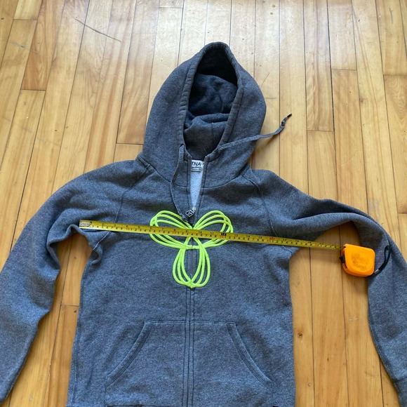 TNA Sportswear Gray Full Zip Hoodie Neon Green Logo Size Small - Picture 6 of 9